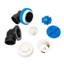 041193462381_H_001.jpg - Dearborn® True Blue® ABS Half Kit, Push n' Pull Stopper, with Test Kit, White, Finished Drain Spud