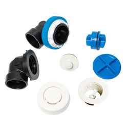 041193462541_H_001.jpg - Dearborn® True Blue® ABS Half Kit, Uni-Lift Stopper, with Test Kit, White, Finished Drain Spud