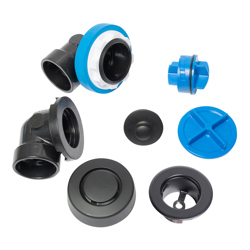 041193462565_H_001.jpg - Dearborn® True Blue® ABS Half Kit, Uni-Lift Stopper, with Test Kit, Matte Black, Finished Drain Spud