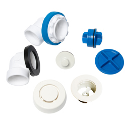 041193462626_H_001.jpg - Dearborn® True Blue® PVC Half Kit, Push n' Pull Stopper, with Test Kit, White, Finished Drain Spud