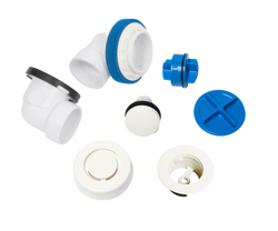 041193462701_H_001.jpg - Dearborn® True Blue® PVC Half Kit, Touch Toe Stopper, with Test Kit, White, Finished Drain Spud