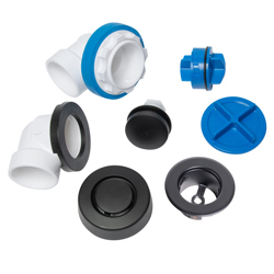 041193462725_H_001.jpg - Dearborn® True Blue® PVC Half Kit, Touch Toe Stopper, with Test Kit, Matte Black, Finished Drain Spud