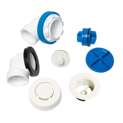 041193462787_H_001.jpg - Dearborn® True Blue® PVC Half Kit, Uni-Lift  Stopper, with Test Kit, White, Finished Drain Spud