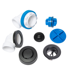 041193462800_H_001.jpg - Dearborn® True Blue® PVC Half Kit, Uni-Lift  Stopper, with Test Kit, Matte Black, Finished Drain Spud