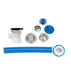 041193463104_H_001.jpg - Dearborn® True Blue® 16 in. FLEX PVC Full Kit, Touch Toe Stopper, Chrome, Direct Drain