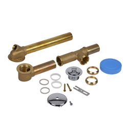 227C-3_h.jpg - Dearborn® Full Kit, Brass Tubular - 17 Ga. Uni-Lift Stopper with Chrome Finish Trim, Condensate Elbow