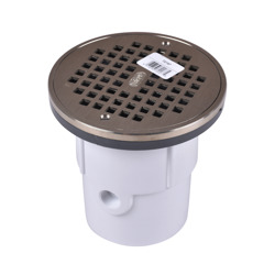 72167_h(altview).jpg - Oatey® 3" or 4" PVC General Purpose Drain w/ 6" NI Grate & Round Ring