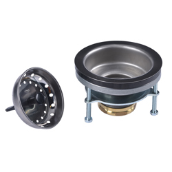 DB1000EZBN_h.jpg - Dearborn® EZ-Mount Sink Basket Strainer with Stainless Steel Body and Basket with EZ-Mount Connection and Brass Nut, Plastic Post and Rubber Stopper.