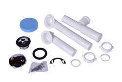 P8227BG_h.jpg - Dearborn® Full Kit, Plastic Tubular - Uni-Lift Stopper with Chrome Finish Trim, Zinc Drain Unit, 2 Hole Faceplate