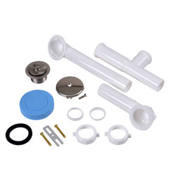 P8227BN_h.jpg - Dearborn® Full Kit, Plastic Tubular - Uni-Lift Stopper with Brushed Nickel Finish Trim